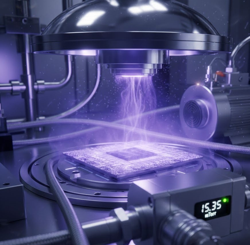 半導體蝕刻製程專用壓力比例閥，實現真空腔體內極高精度的背壓與流量控制